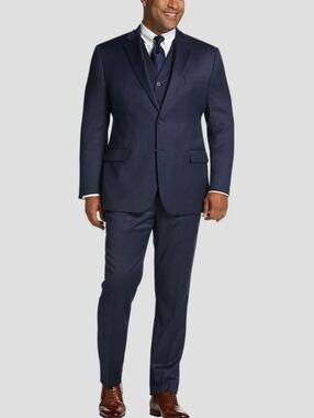 Kenneth Cole Awareness Slim Fit Men's Blue Suite 2-piece Set  Blazer 52 Pants38W